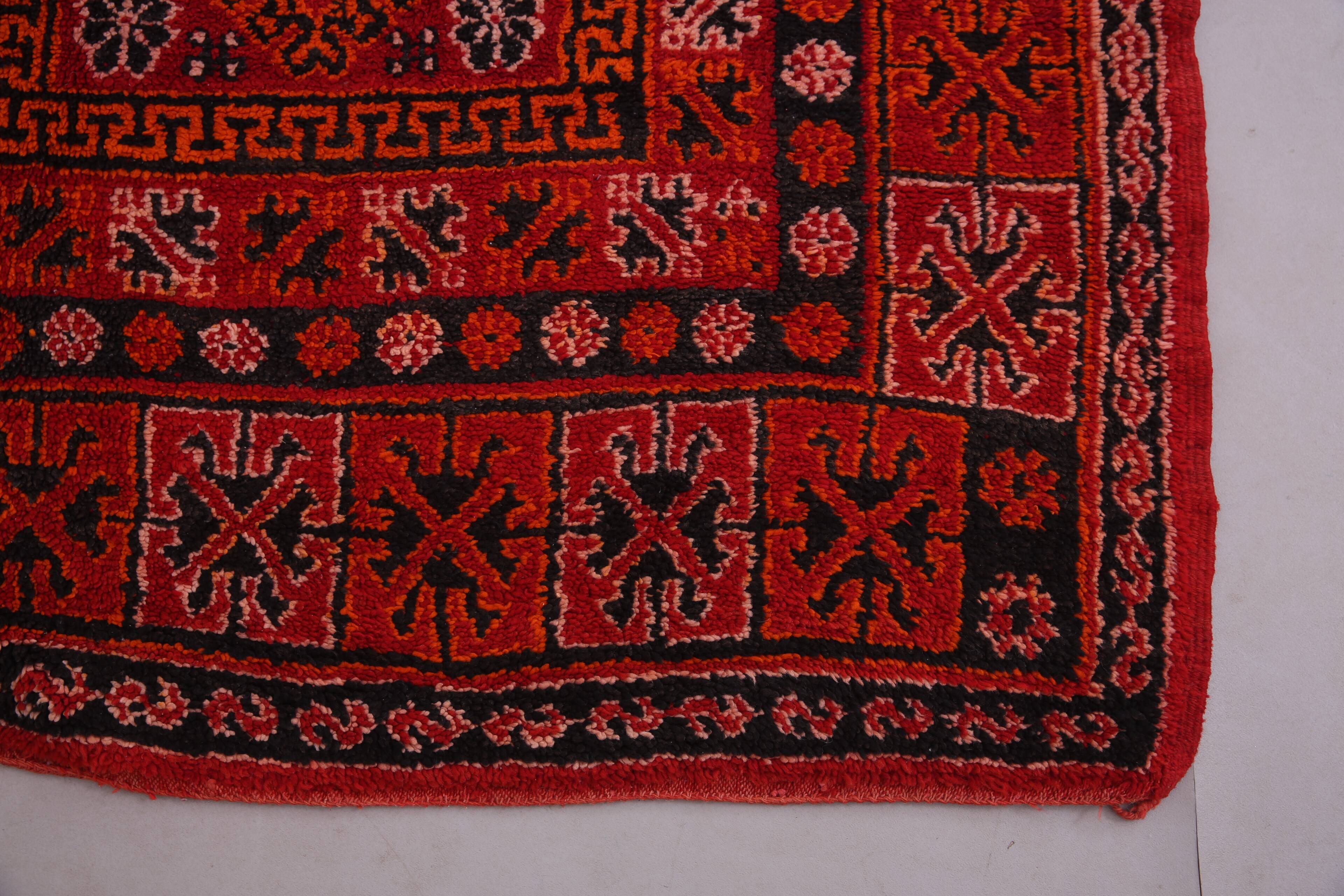Red Vintage Moroccan Rug 192 x 321 cm - Berber Wool Rug - Handmade Rug Boho
