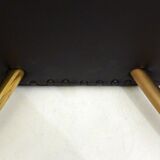 Footrest / stool 1960s with tapered gold legs & faux leather seat