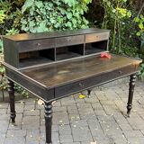 Flat desk louis philippe style in blackened pear tree