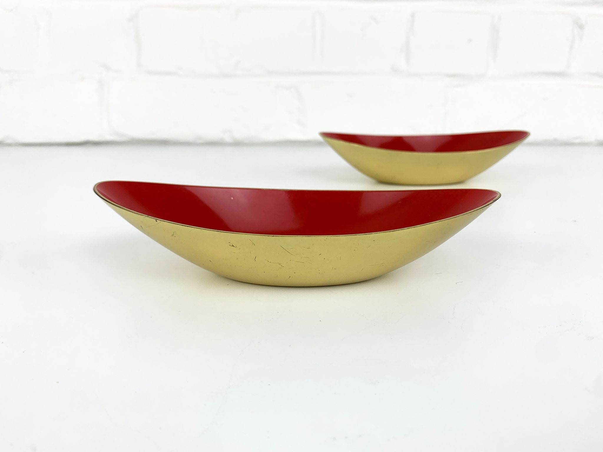 Pair of Scandinavian brass cups or bowls Ystad Metall, design Gunnar Ander, Sweden