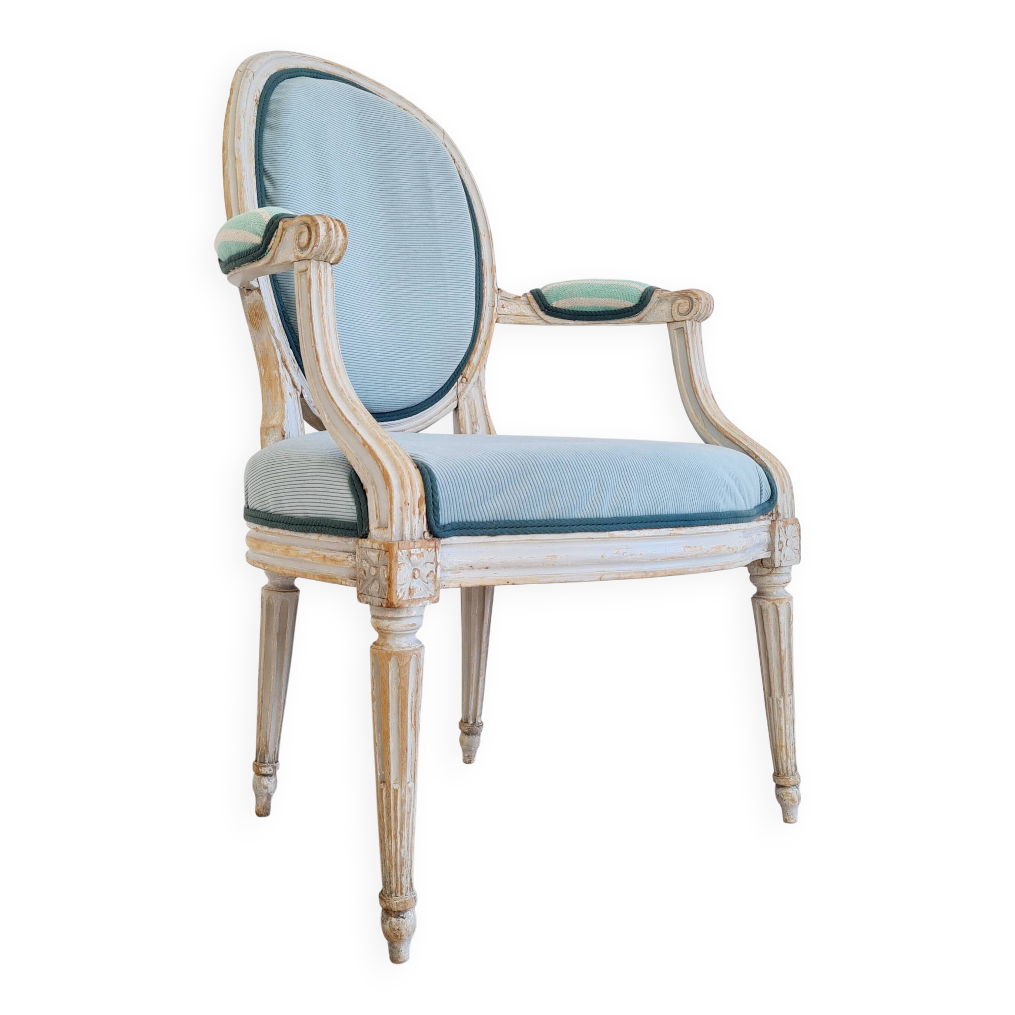 Louis XVI medallion armchair renovated velvet