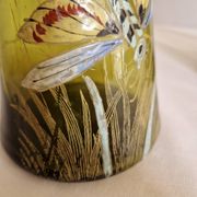 Paire de vases en verre émaillé avec libellule, attribués à Legras
