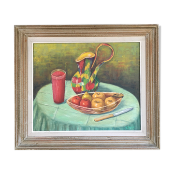 Tableau nature morte pichet et fruits