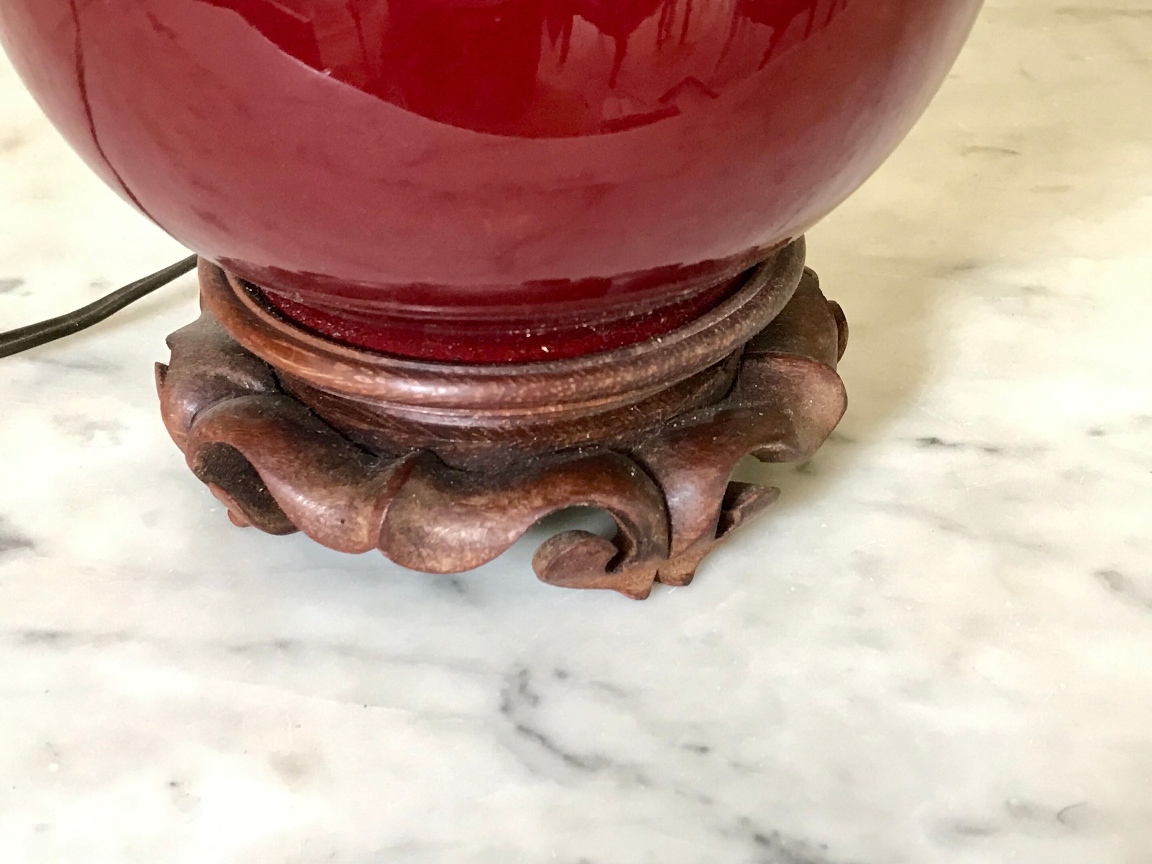 Vintage enamelled porcelain lamp