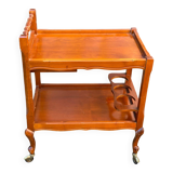 Louis XV solid wood serving trolley with bottle rack and drawer