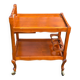 Louis XV solid wood serving trolley with bottle rack and drawer