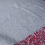 12 Ancient towel embroidered monogrammed JC floral red litter Napoleon III