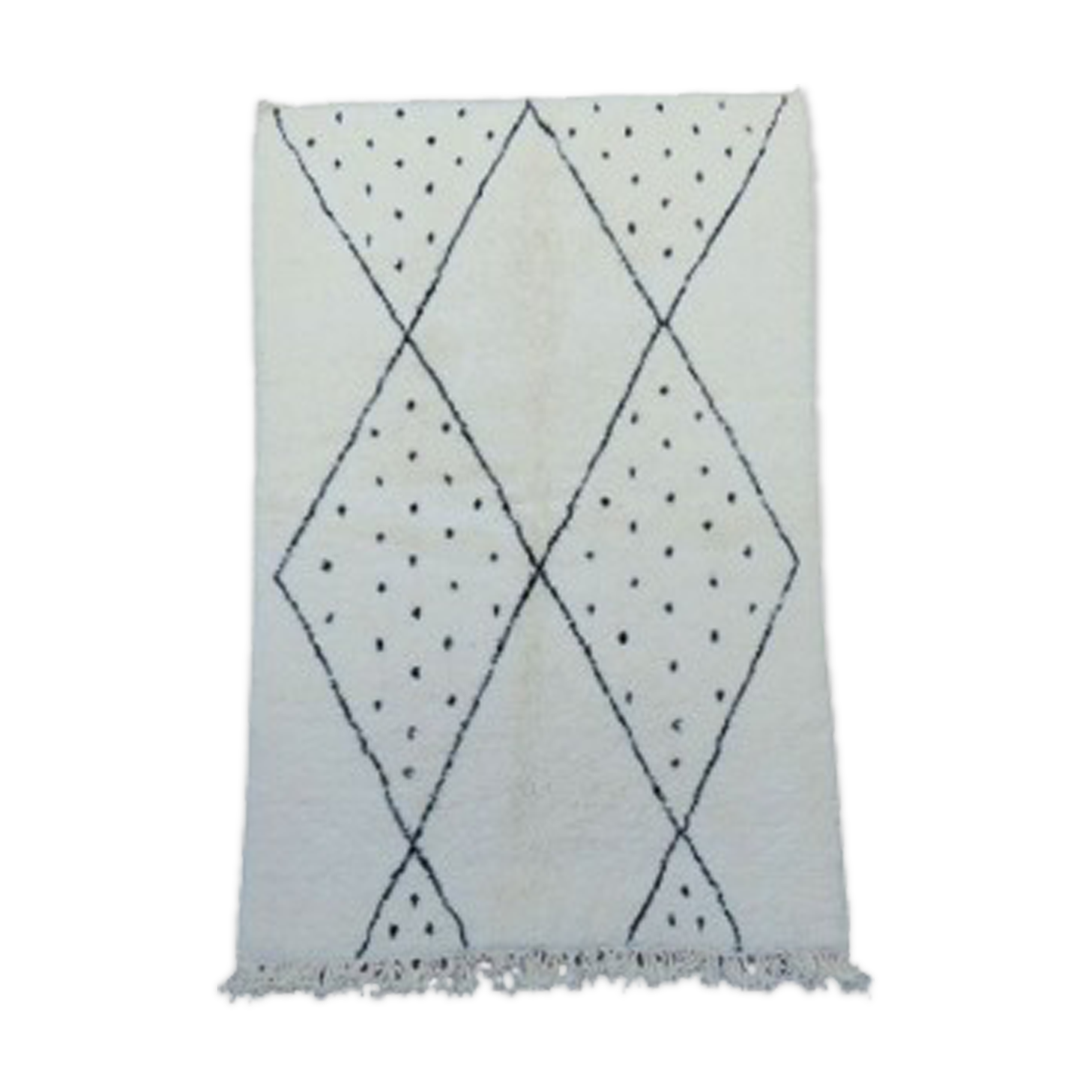 Carpet beni ouarain berber diamond and black peas 140 X 220 cm