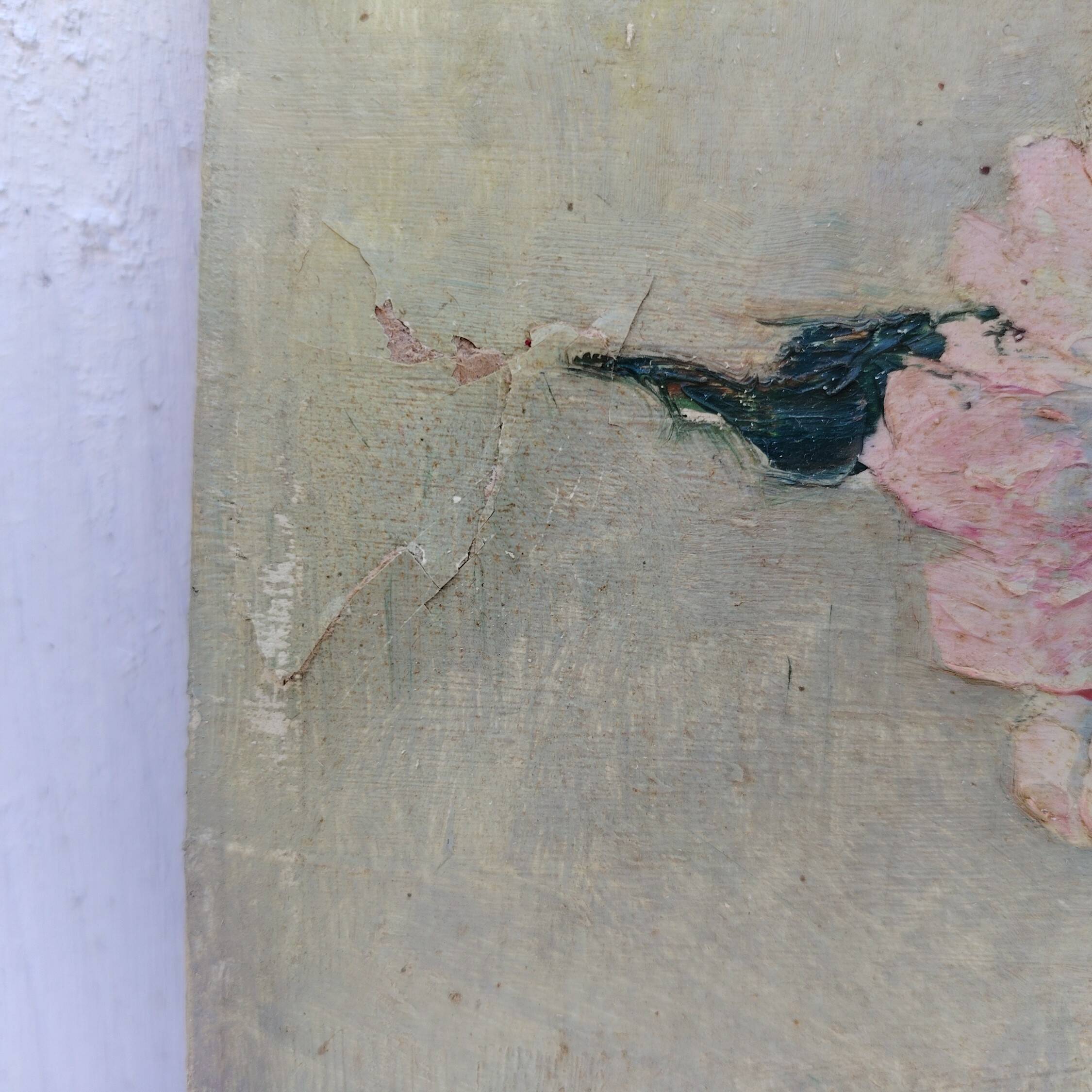 Oil on cardboard Tulips and Forget-me-nots Latallerie-beurier