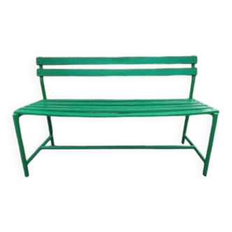 1950s iron and wood bench