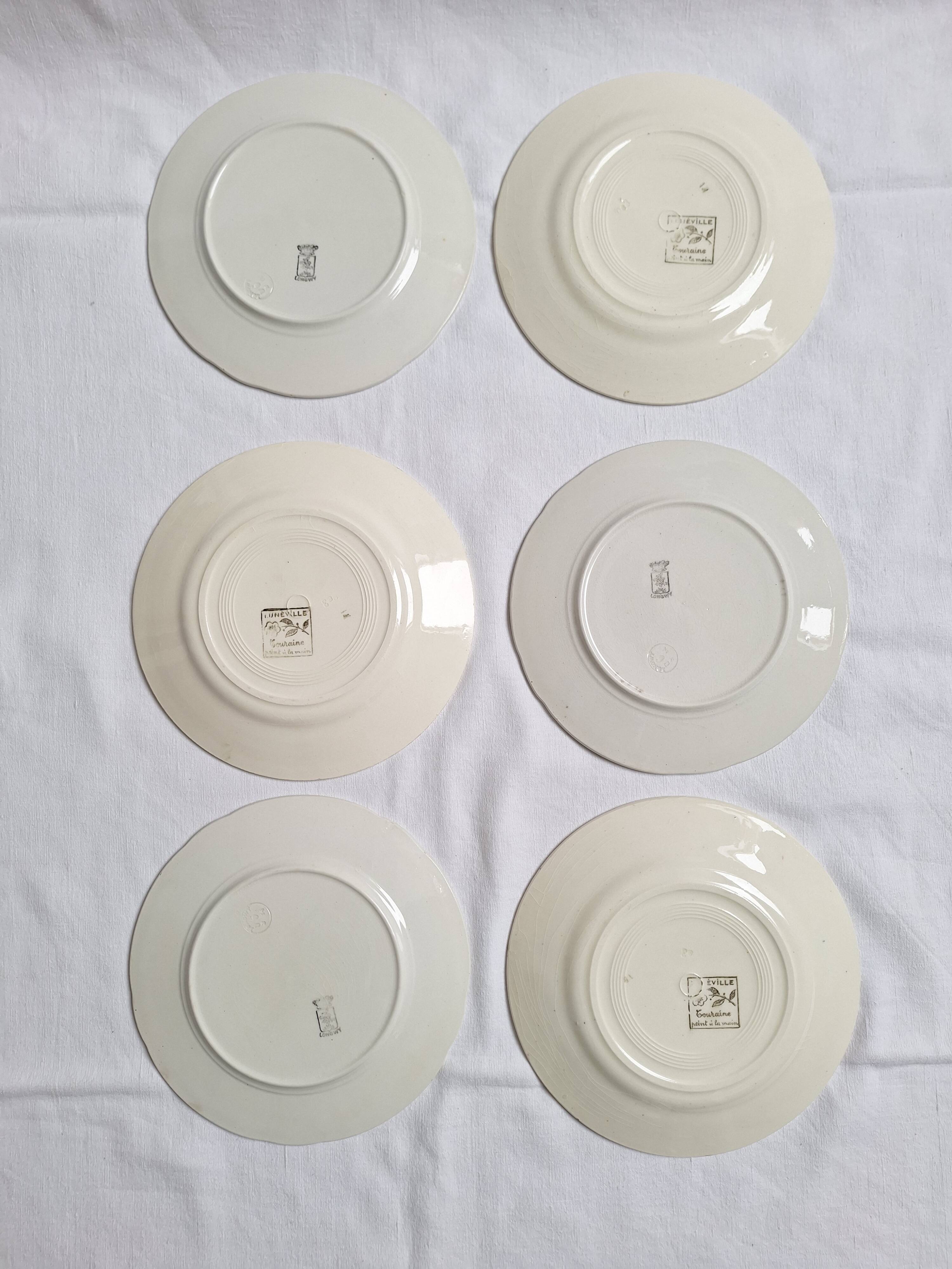 Assiettes à dessert Longwy et Lunéville