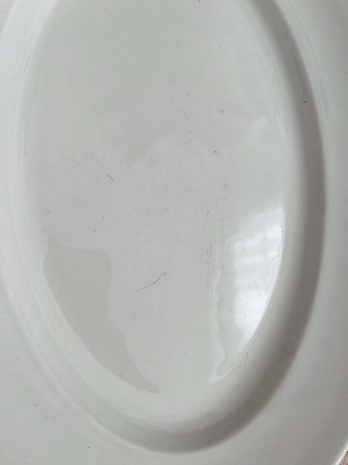 White oval ironstone dish from Creil and Montereau, late 19th century