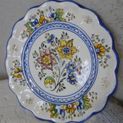 Decorative earthenware plate with floral Talavera decoration