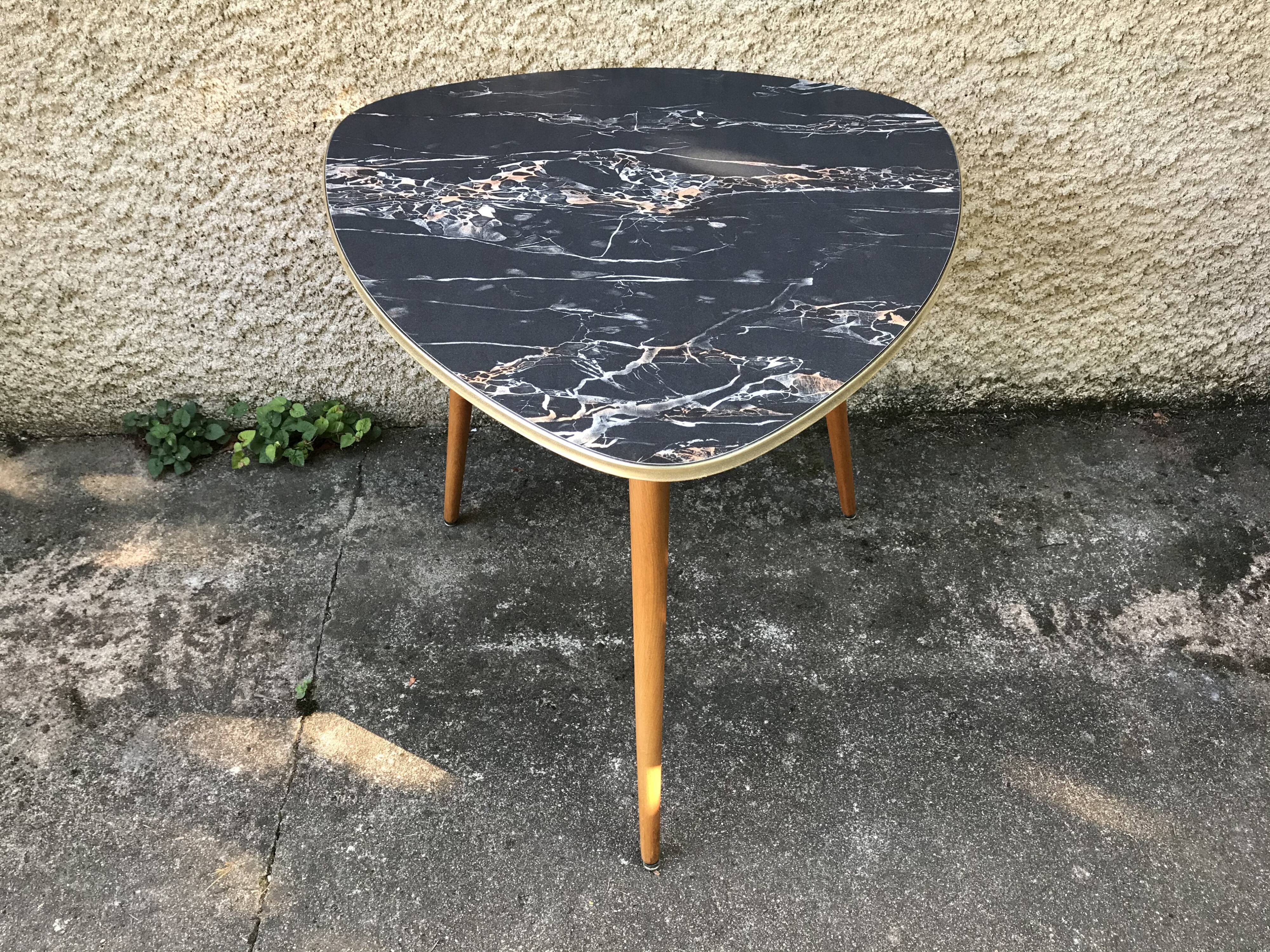 Vintage side table tripod feet compas