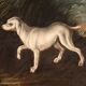 Peinture ancienne du XVIIIe siècle, paysage avec chien