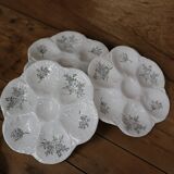 9 Oyster plates with black floral decoration KetG Luneville year 1940