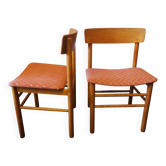 Pair of Borge Mogensen J39 shaker chairs in solid elm-wood, Denmark 1950s