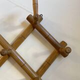 Oak accordion coat rack with 10 hooks