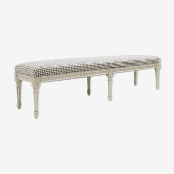 Louis XVI style wooden bench with carved rosettes
