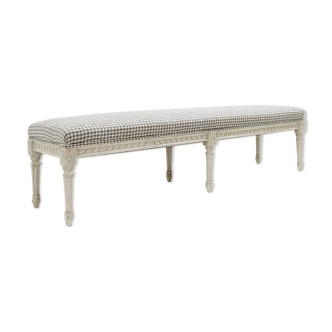 Louis XVI style wooden bench with carved rosettes