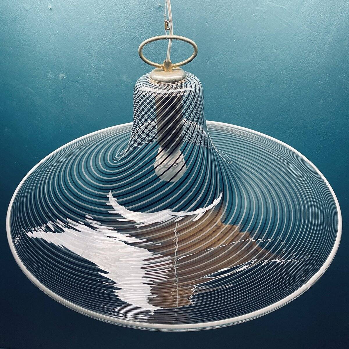 Vintage tourbillon pendant lamp, Murano, Italy, 1970s.