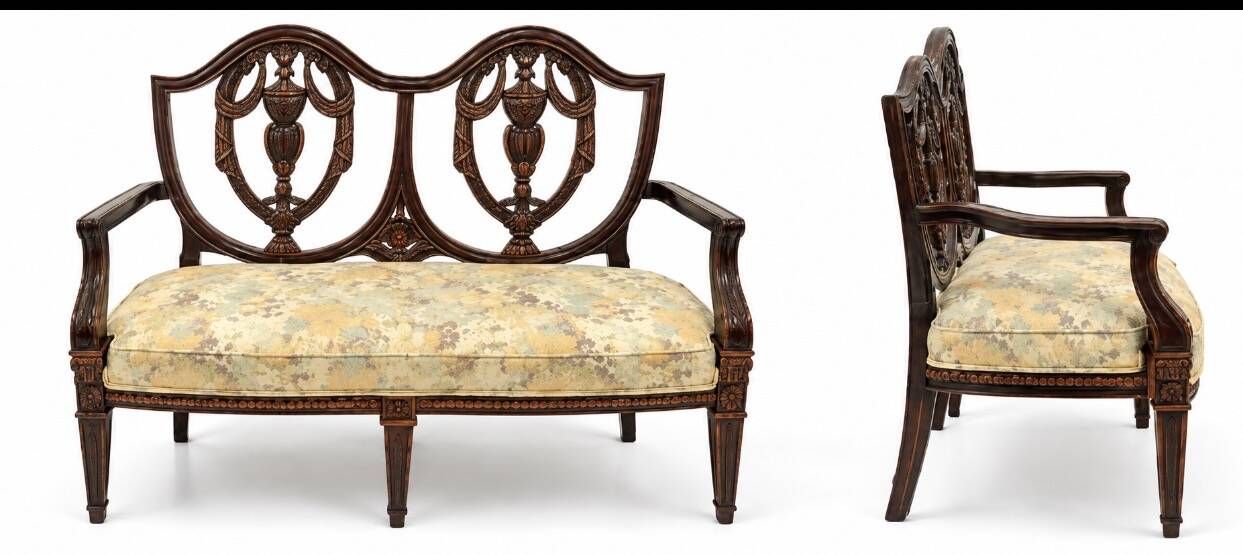 Set of carved wooden armchairs - Classic style - Chiniot, Pakistan