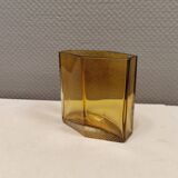 Amber coloured vase in hard pressed glass
