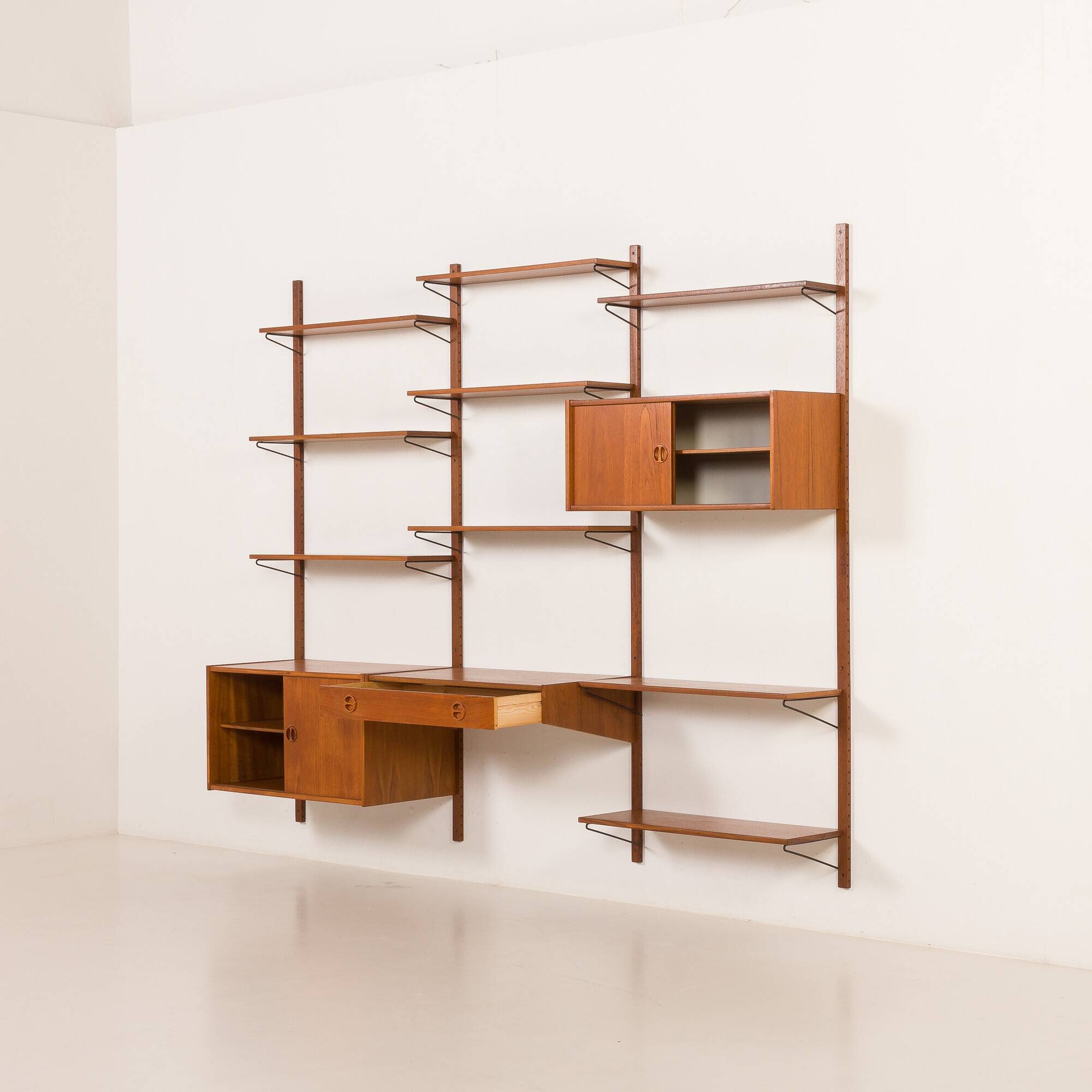 Danish mid century teak wall unit, 1960s