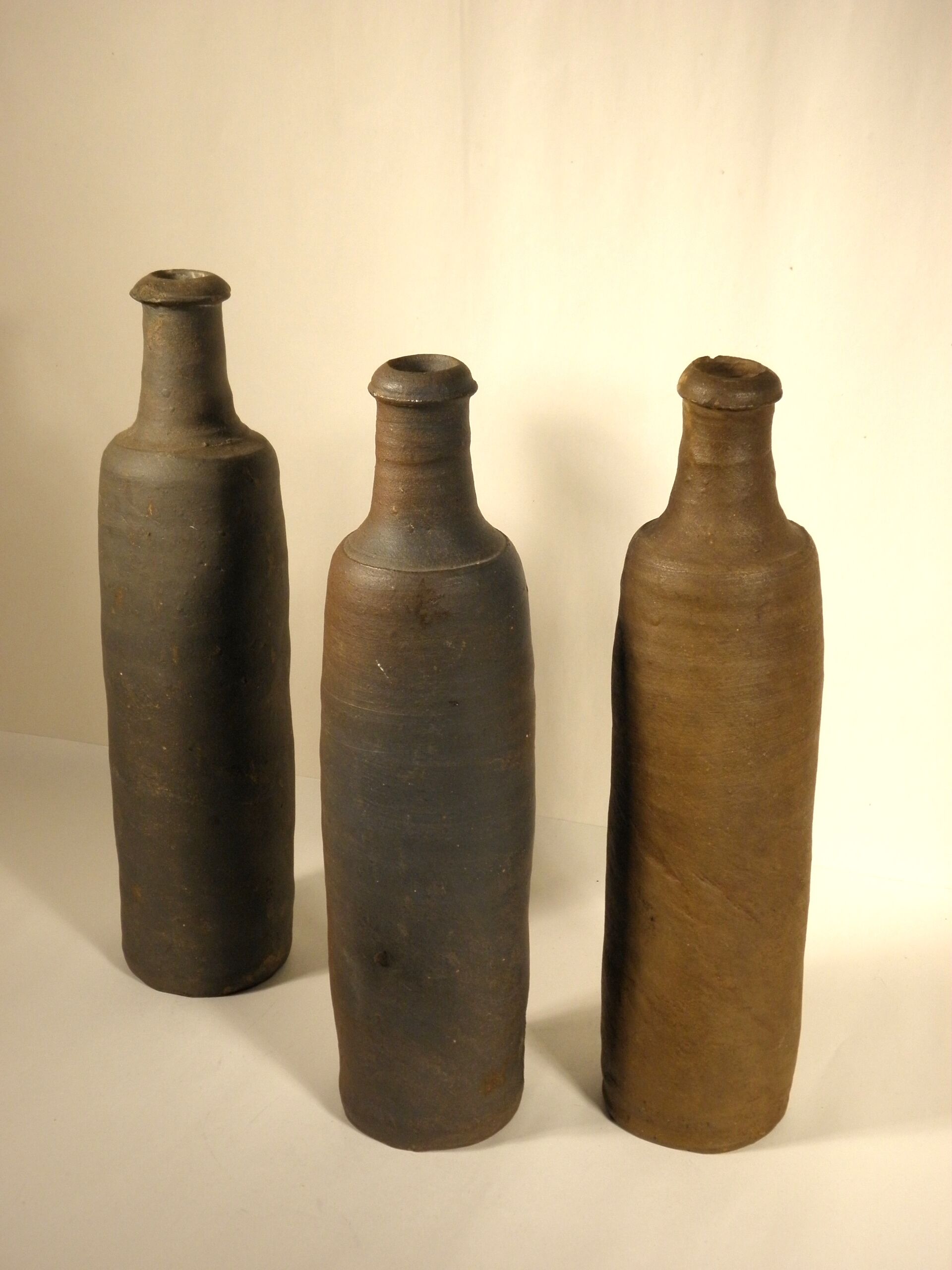 Set of three stoneware bottles