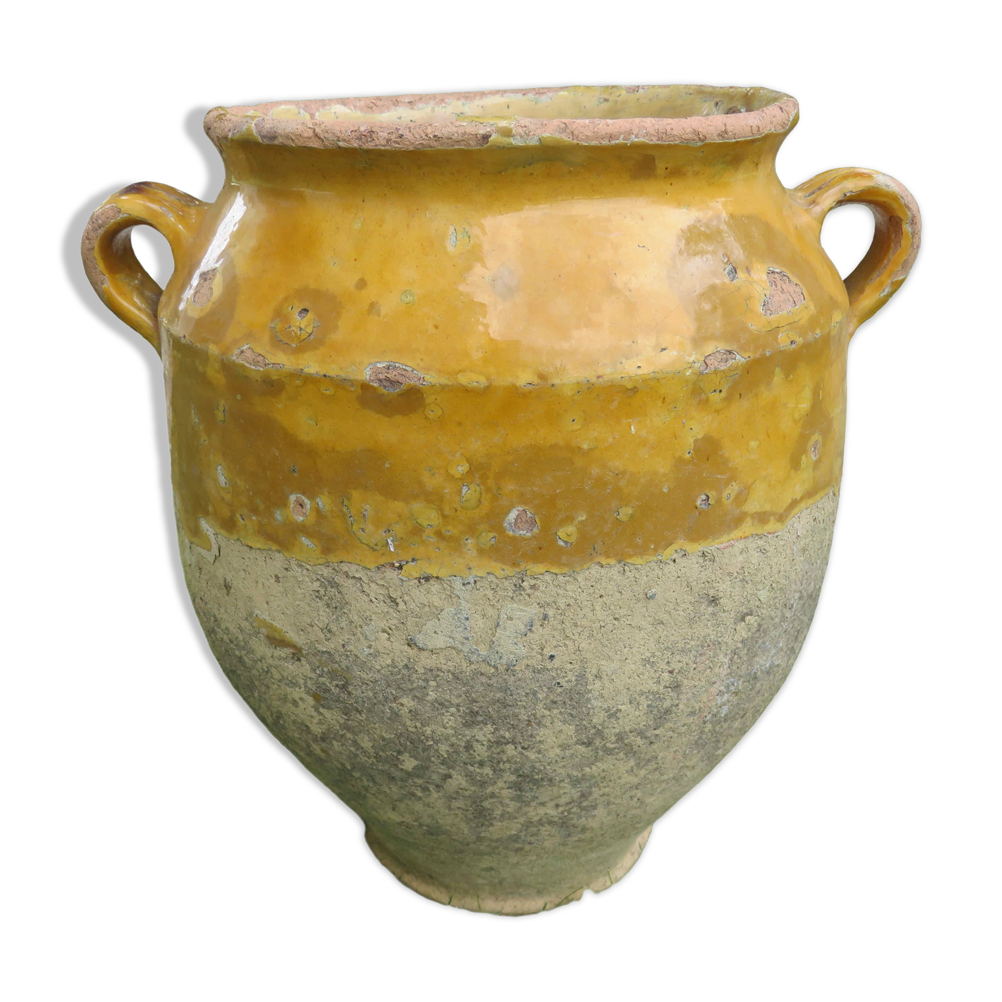 Old confit pot in yellow glazed terracotta nineteenth century