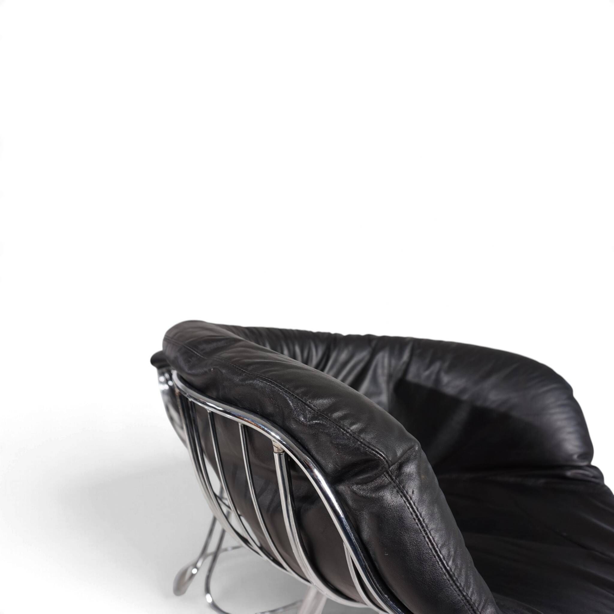 Set of 4 Pan Am dining chairs, chrome, leather by Gastone Rinaldi for RIMA,