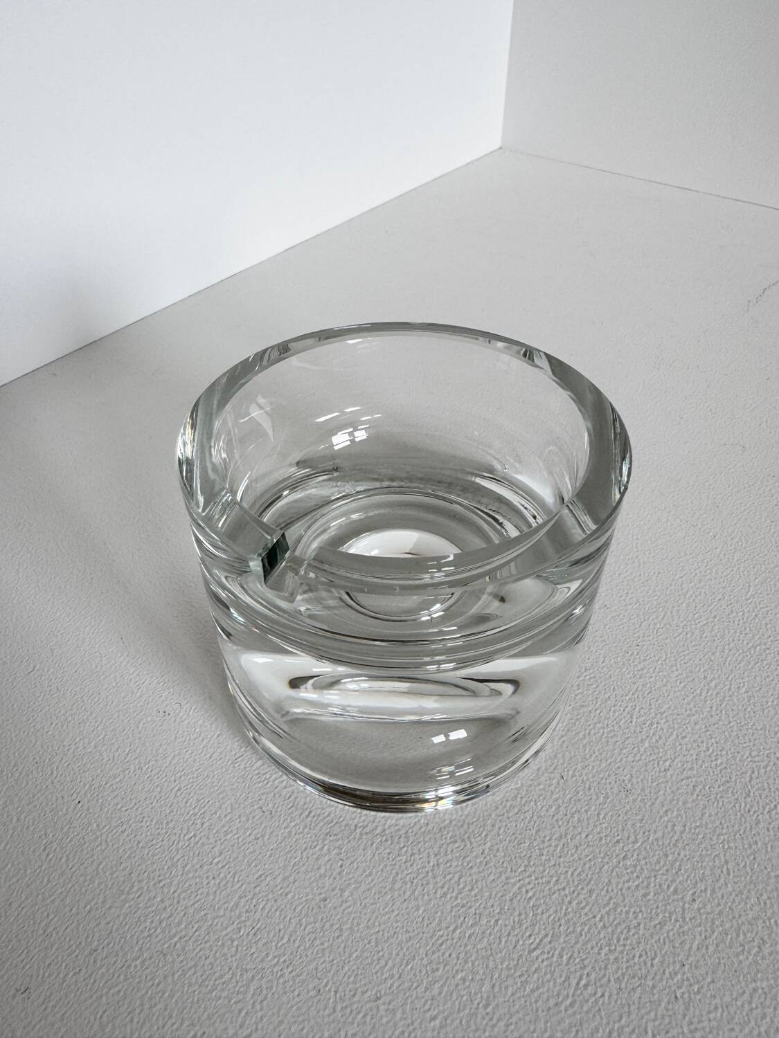 Vintage Modernist Heavy Round Clear Glass Ashtray