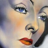 Gouache painting 1935 portrait french cinema actress gaby morlay 1893-1964