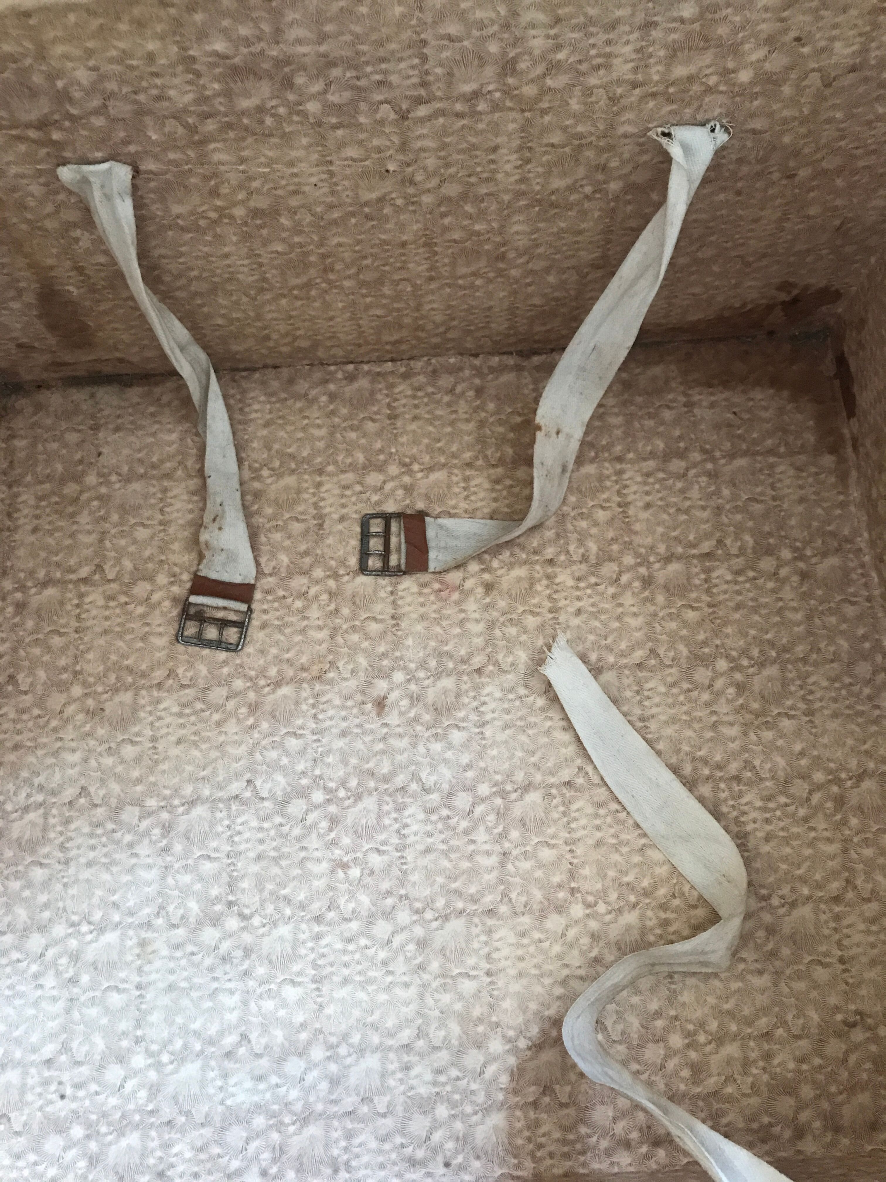 Old square travel trunk J Penet