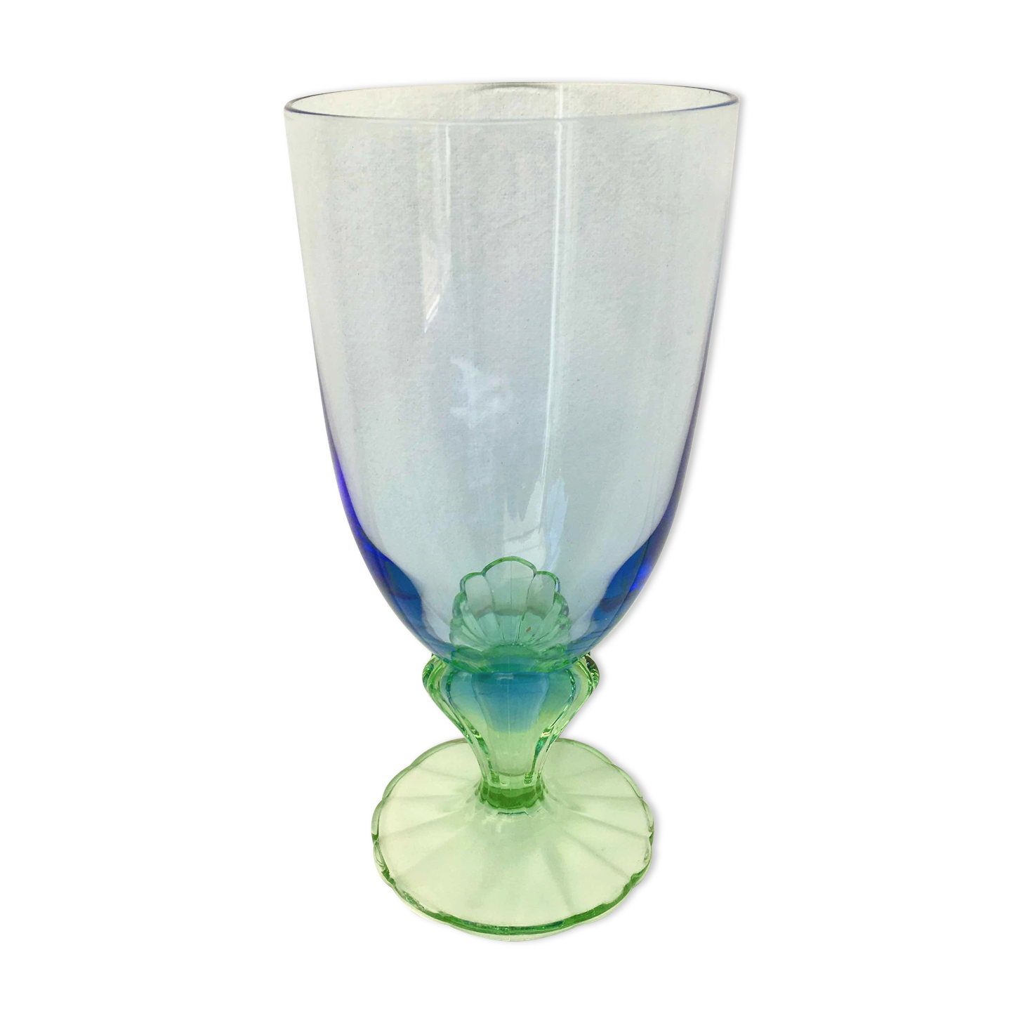 Blue green blown glass vase