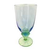 Vase en verre soufflé bleu vert