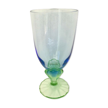 Blue green blown glass vase
