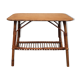 Table d'appoint en rotin et plateau en bois