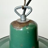 Industrial green enamel cage pendant light, 1960s