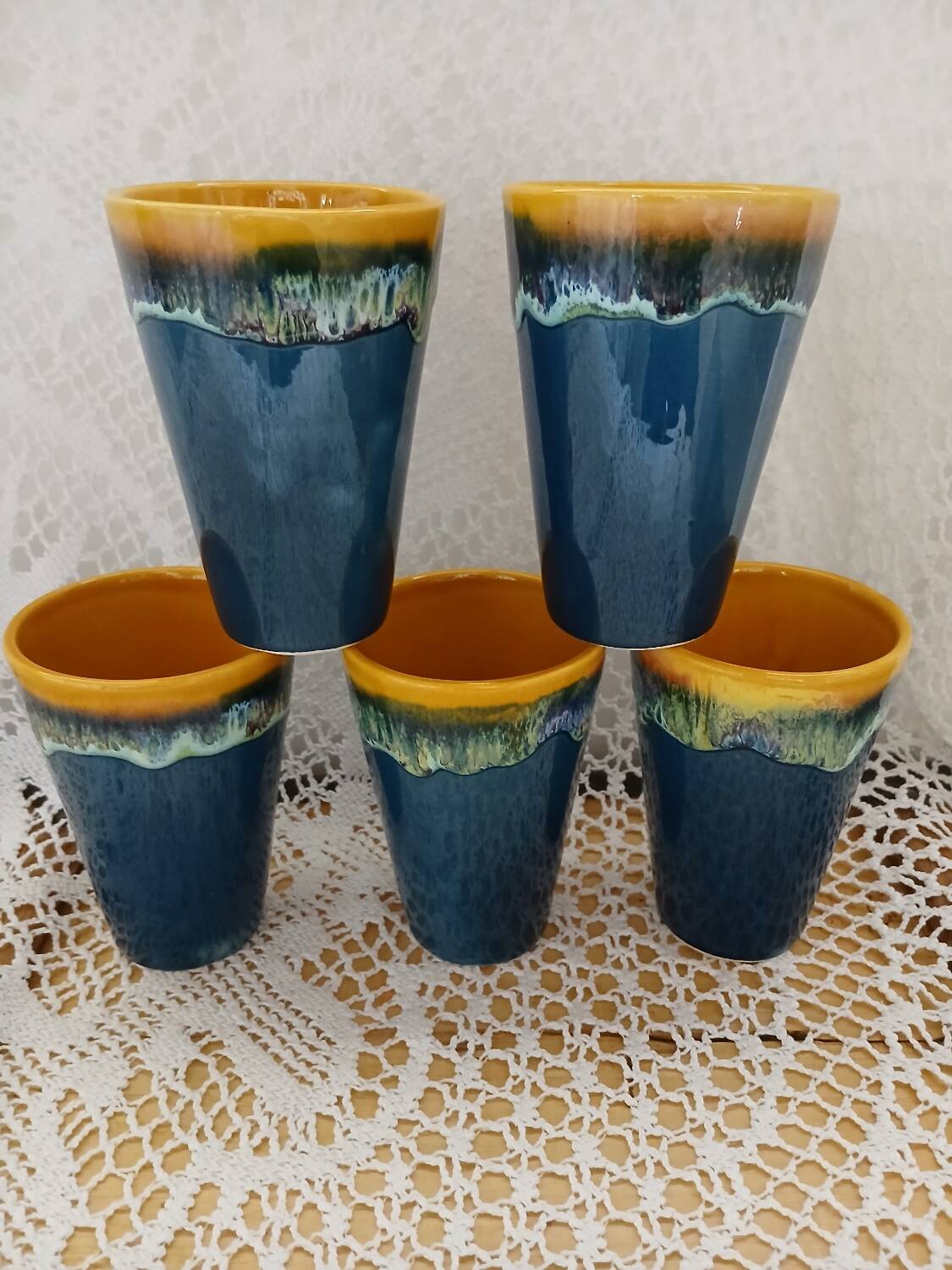 5 old Vallauris mugs / mazagrans