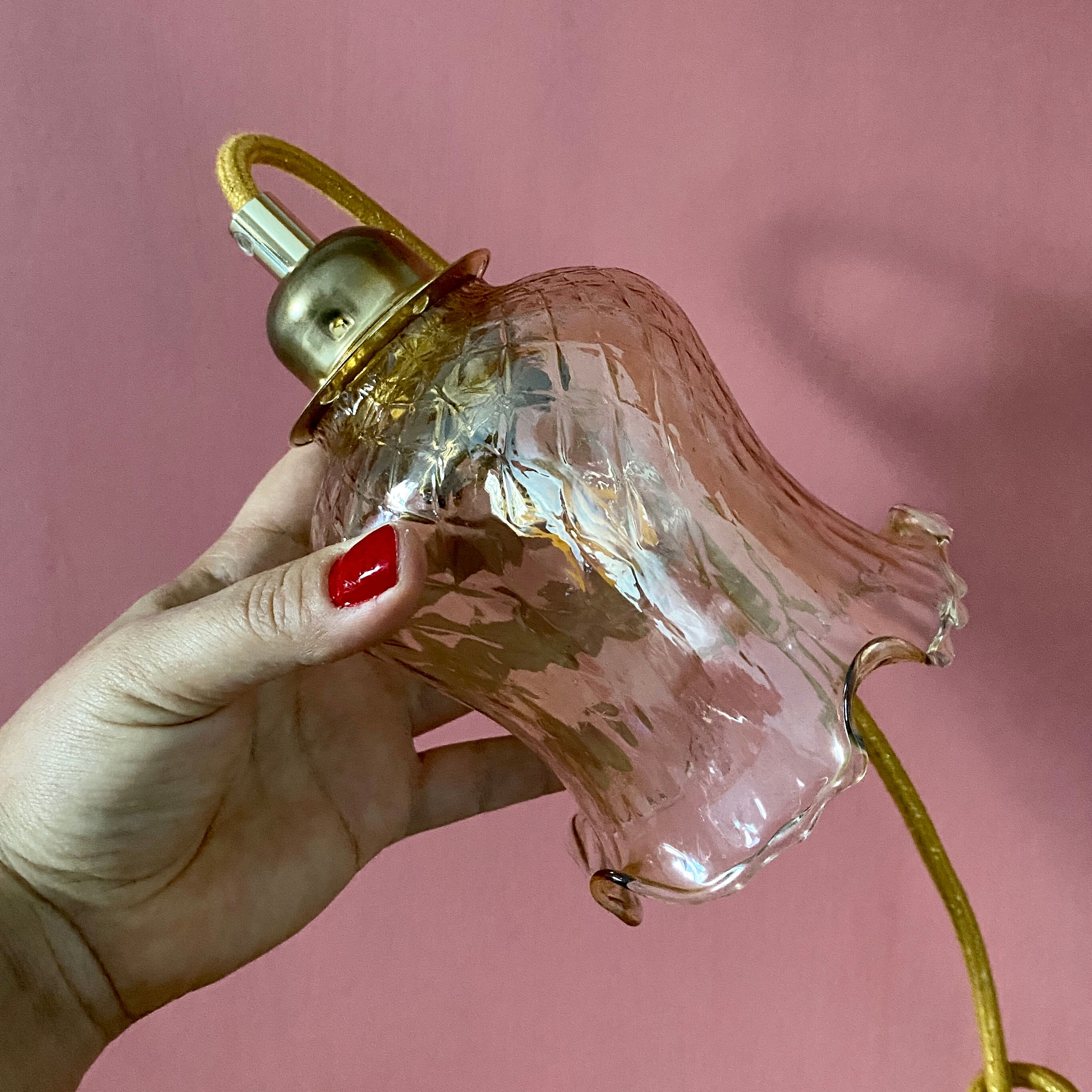 Vintage amber glass tulip walker