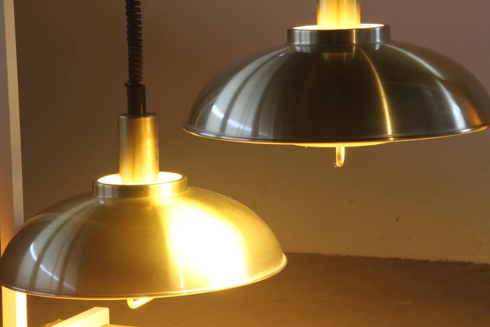 Danish pair of brass colour ceiling lamps attributed to the company Frandsen 1