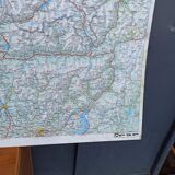 Very large Swiss road map on tole - 126 x 86.5 cm