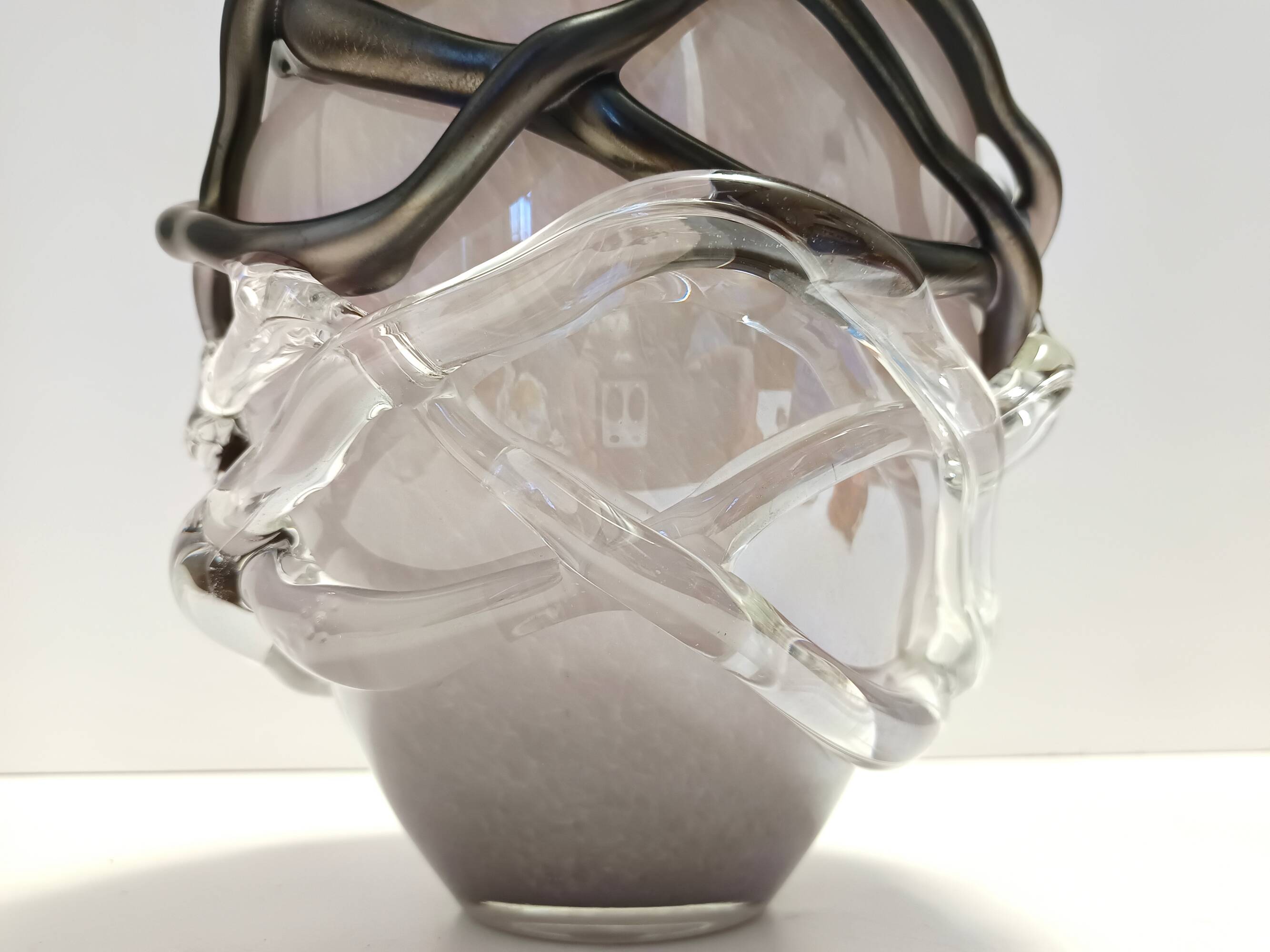 Lilac and Black Iridescent Murano Glass Vase by Sergio Costantini, Italy 19