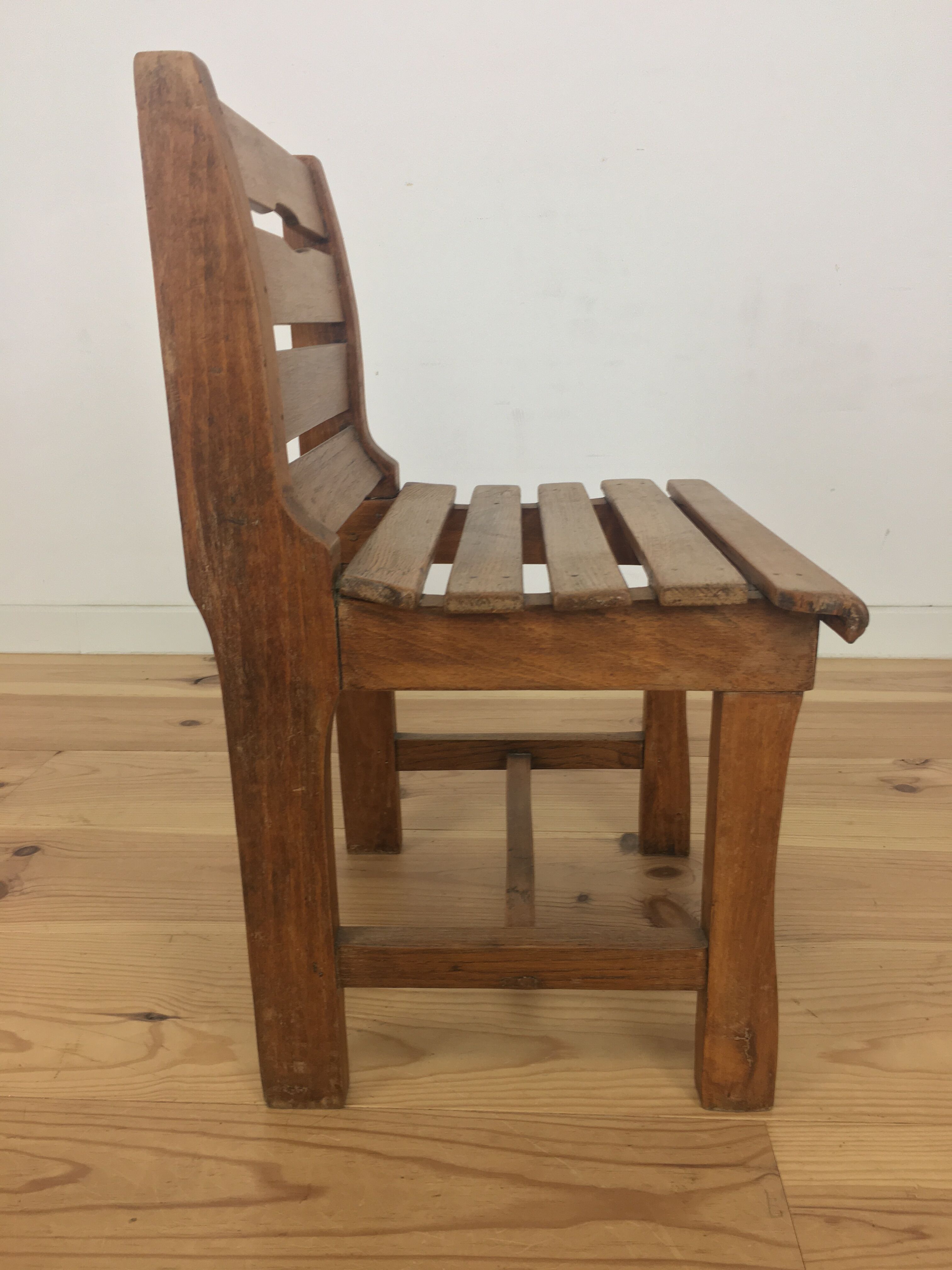 Children's wooden slatted chair