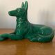 Antique St Clement German Shepherd Dog Sculpture Green Ceramic #C134