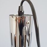 large industrial pendant lamp made of metal and chrome with black shrink lacquer, ball lamp 1960s