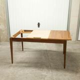 60's rectangular Scandinavian table with extension cords
