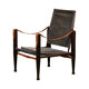 Kaare Klint Safari Chair in Grey Canvas and Dark Stained Ash for Rud Rasmussen