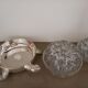 Pique-fleurs en verre de Reims 19 trous socle en métal argenté forme tortue